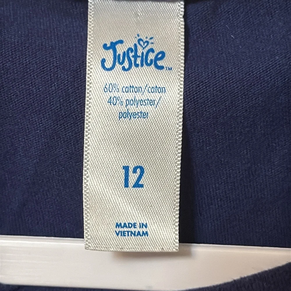Justice Girl’s Navy Graphic Tee with Mermaid Theme Size 12